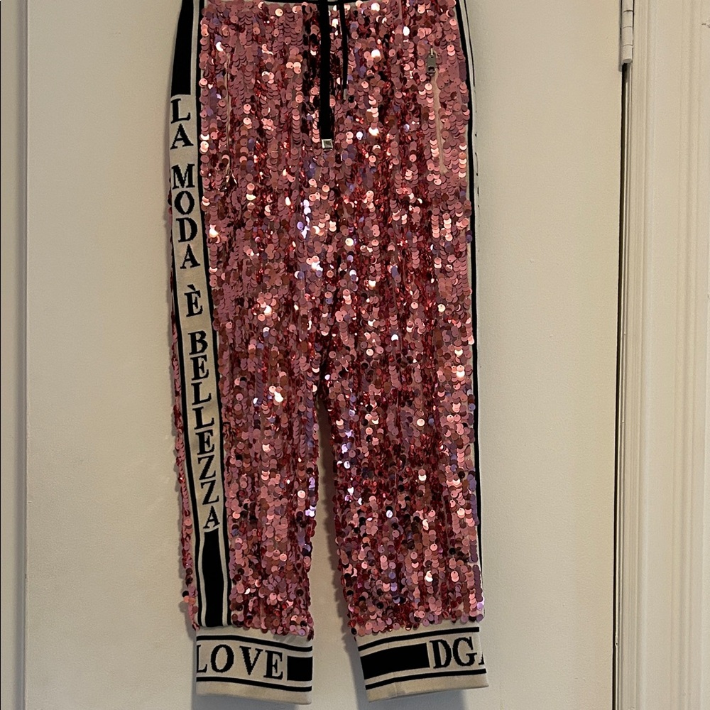 D&G Glittering Pink Sequin Joggers